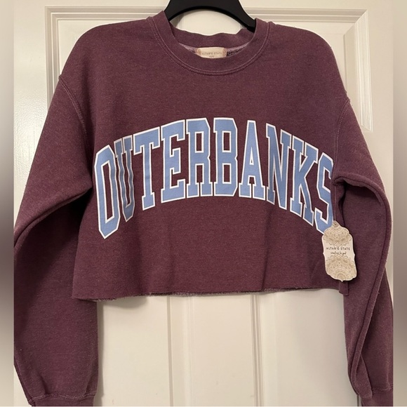 Altar'd State Sweaters - Altrd State Outer Banks Maroon Cropped Sweater